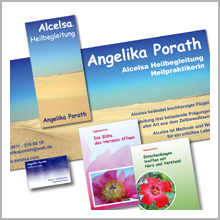 Verschiedene grafische Drucksachen, für Heilpraktikerin Angelika Porath